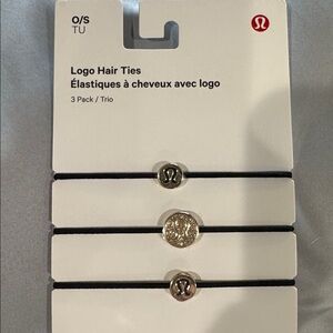 Lululemon Black & Gold Logo bling Hair Ties 3-Pack